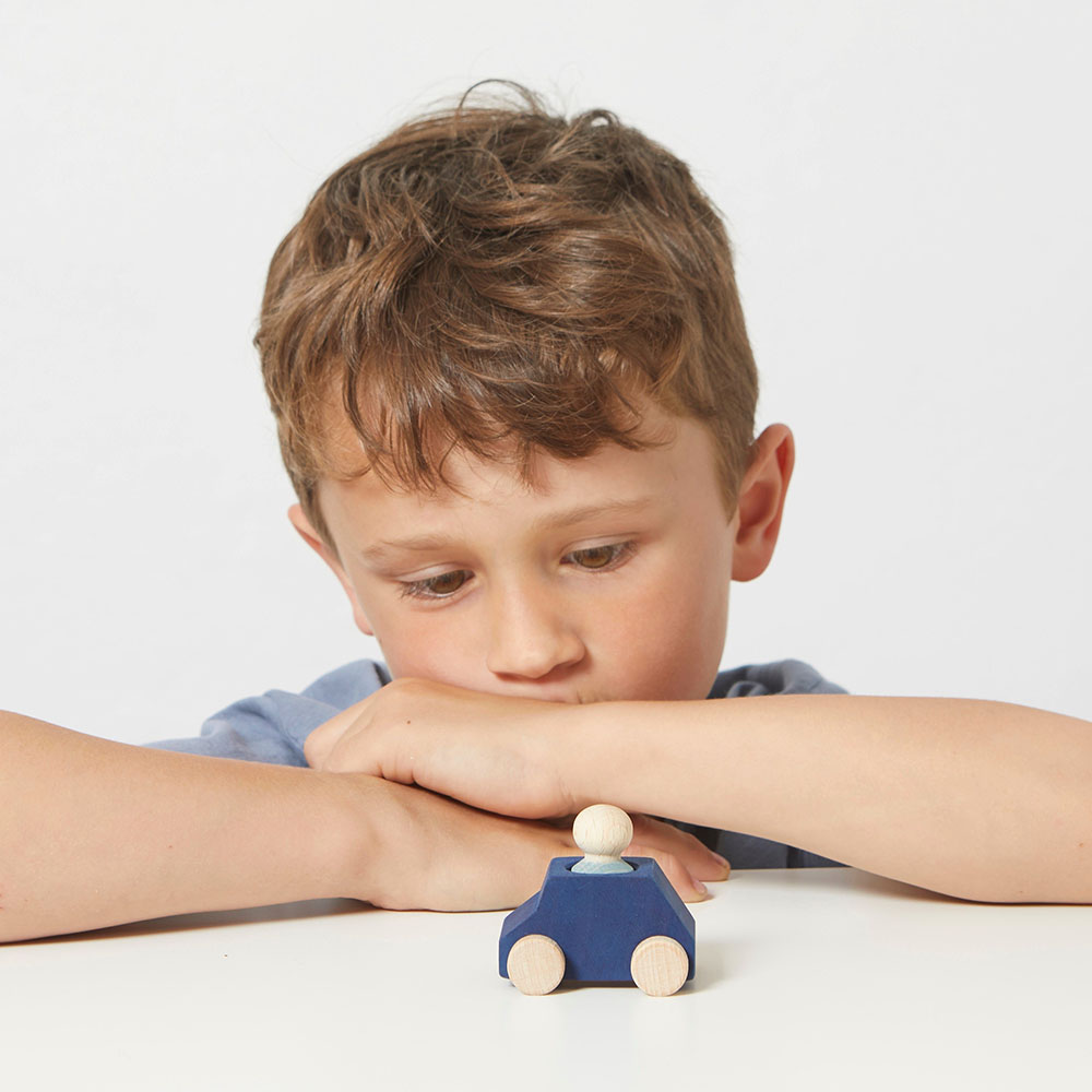 Lubulona - Blue Wooden Car with Figure