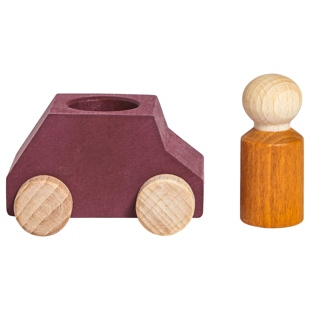 Lubulona - Plum Wooden Car with Figure