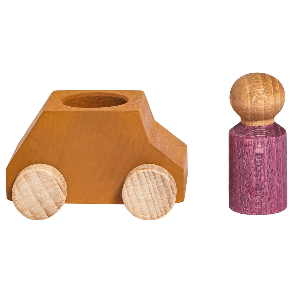 Lubulona - Ochre Wooden Car with Figure