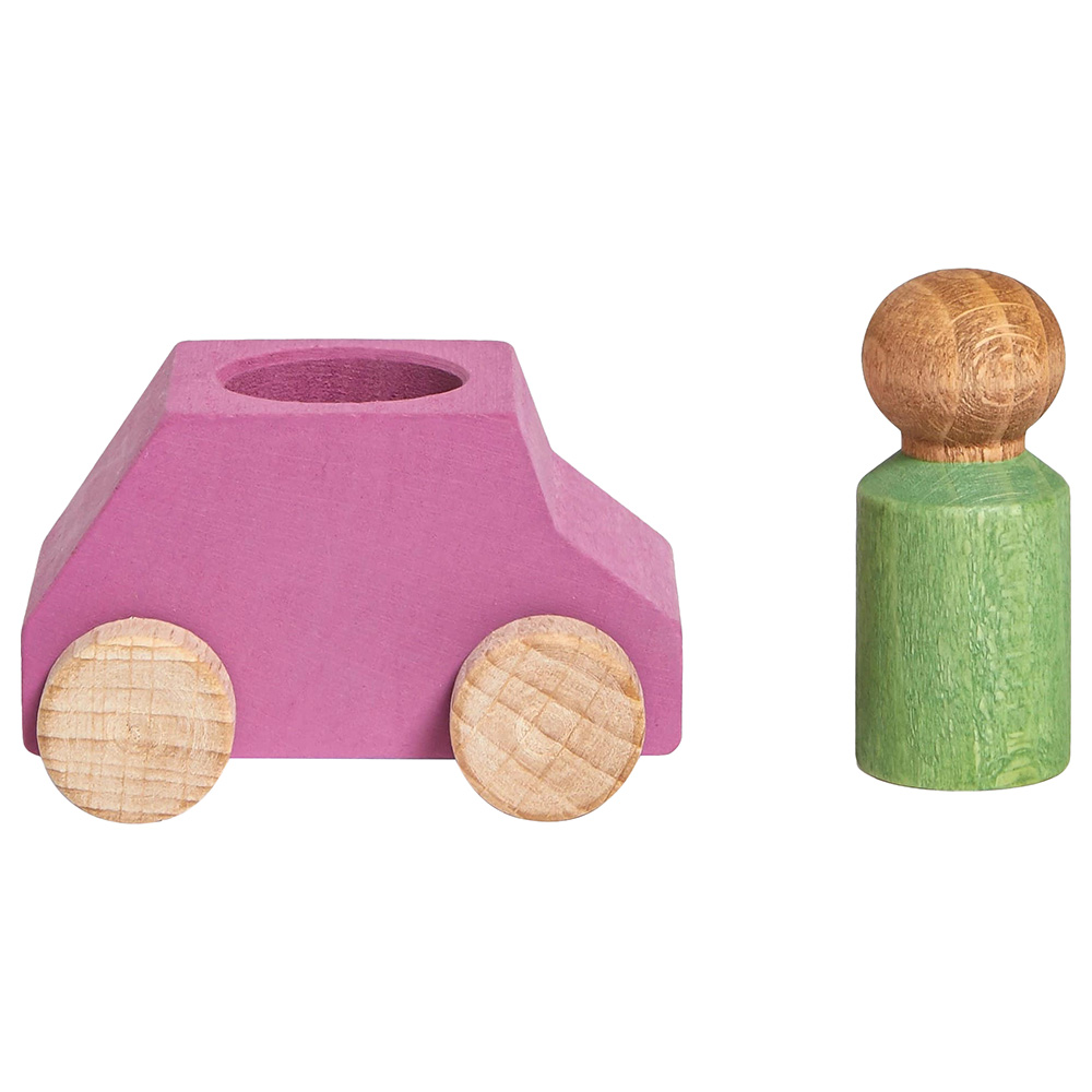 Lubulona - Pink Wooden Car with Figure