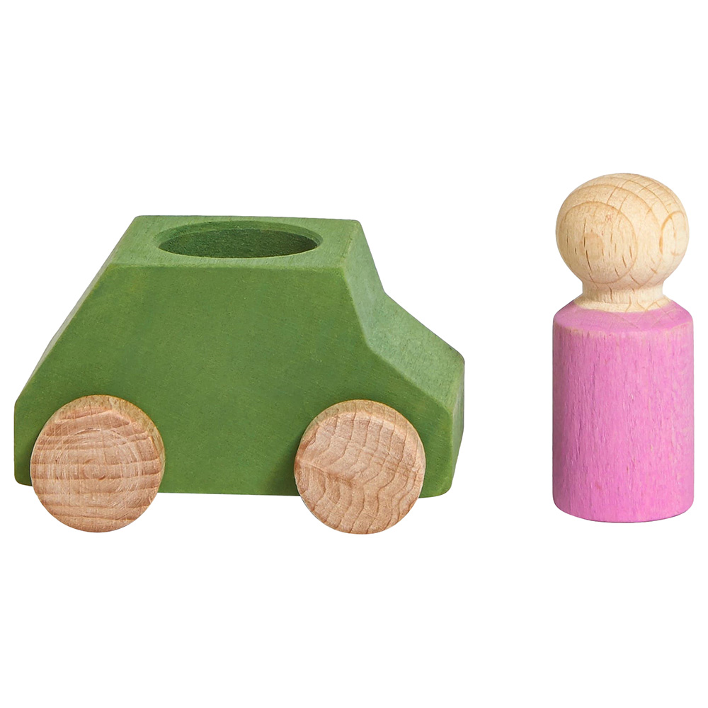 Lubulona - Green Wooden Car with Figure