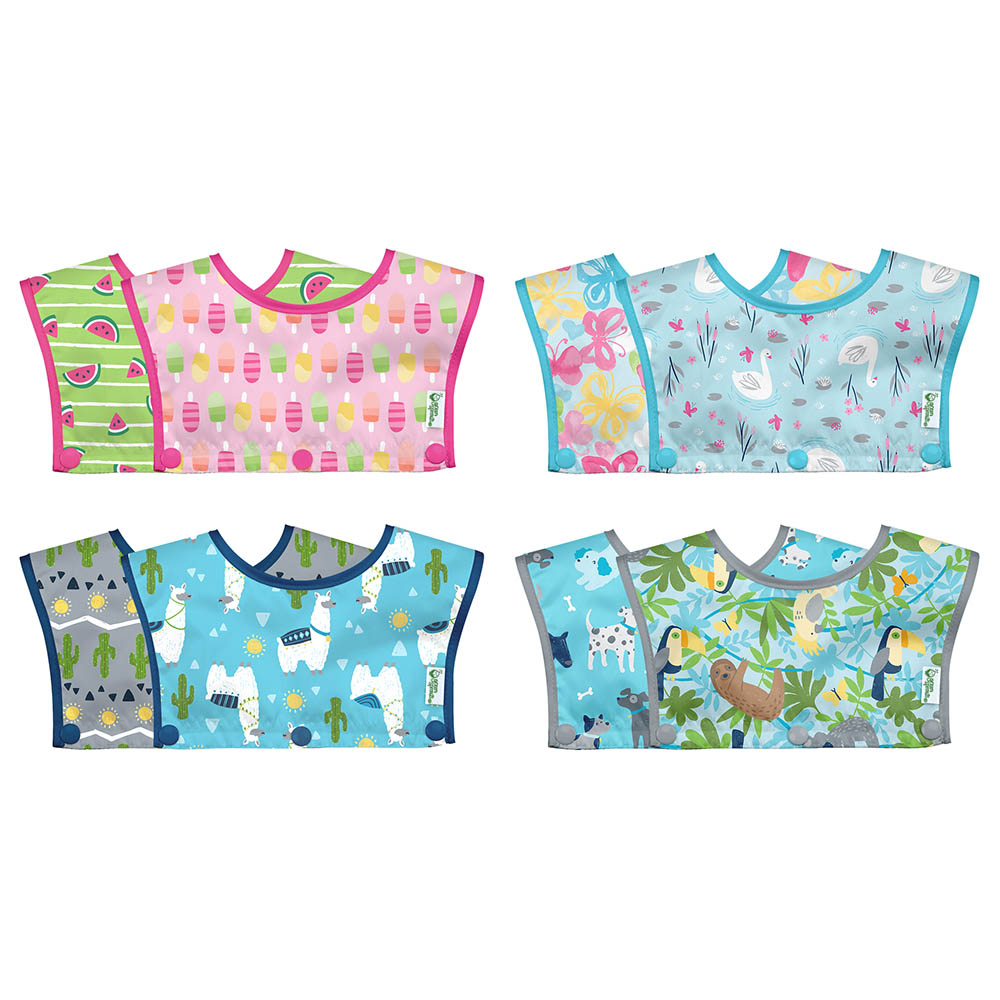 Green Sprouts - Snap & Go Silicone Bib 2Pcs-Set Aqua Swan