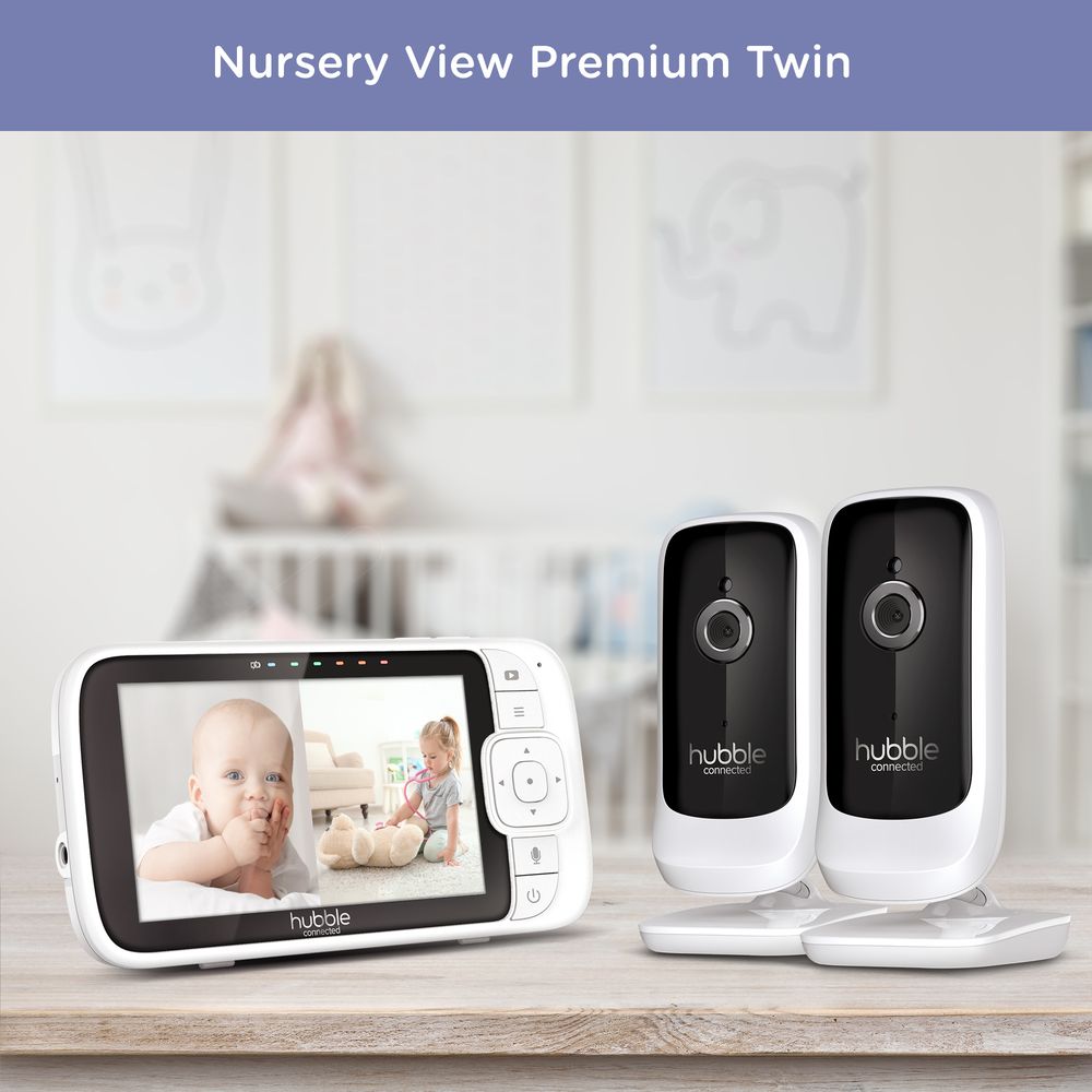 Hubble Connected Nursery View Twin Cameras Video Baby Monitor - White