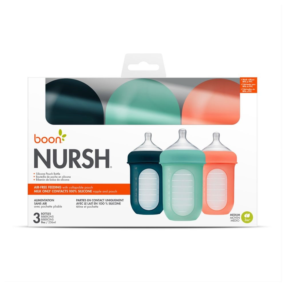 Boon - Nursh 8oz Bottle Pack of 3 - Monochrome