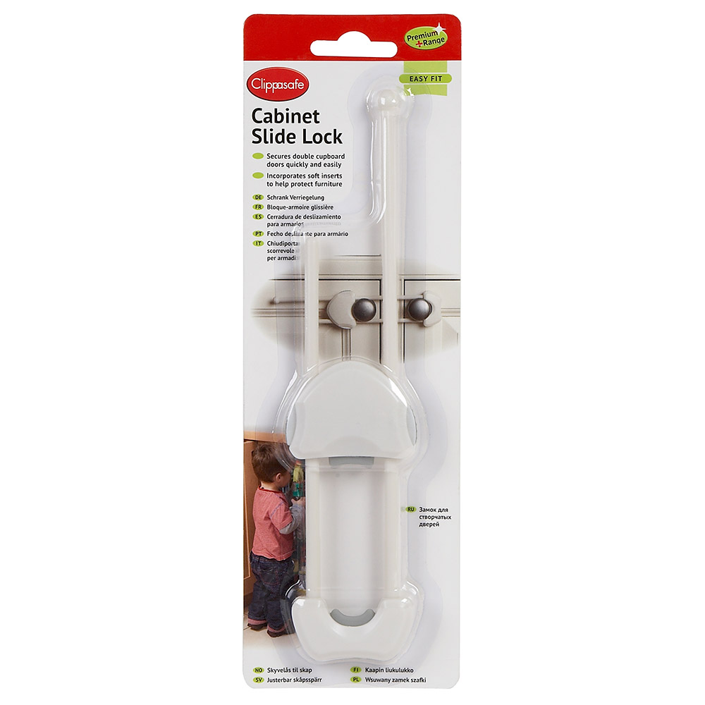 Clippasafe Cabinet Slide Lock - White