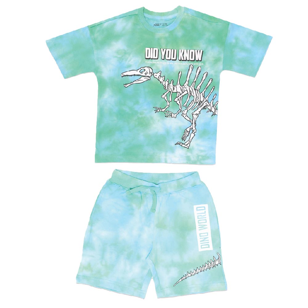 Aiko -set Boys Stylish T-Shirt & Shorts - Light Blue - 2 Pcs