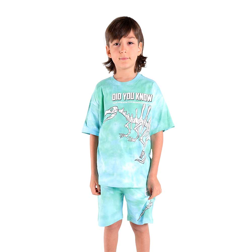 Aiko -set Boys Stylish T-Shirt & Shorts - Light Blue - 2 Pcs