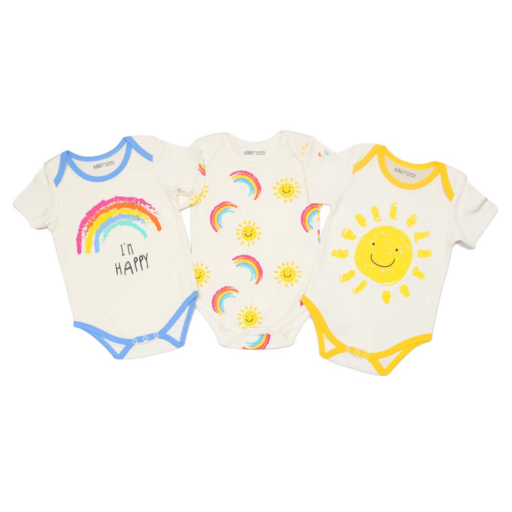 Aiko Baby Short Sleeves Bodysuit - 3 Pcs