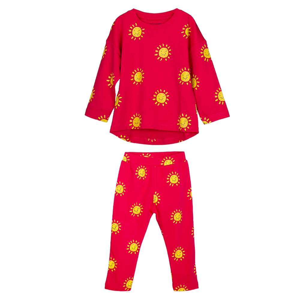 Aiko Infants Cute Smiles T-Shirt & Pyjama - Pink - 2 Pcs