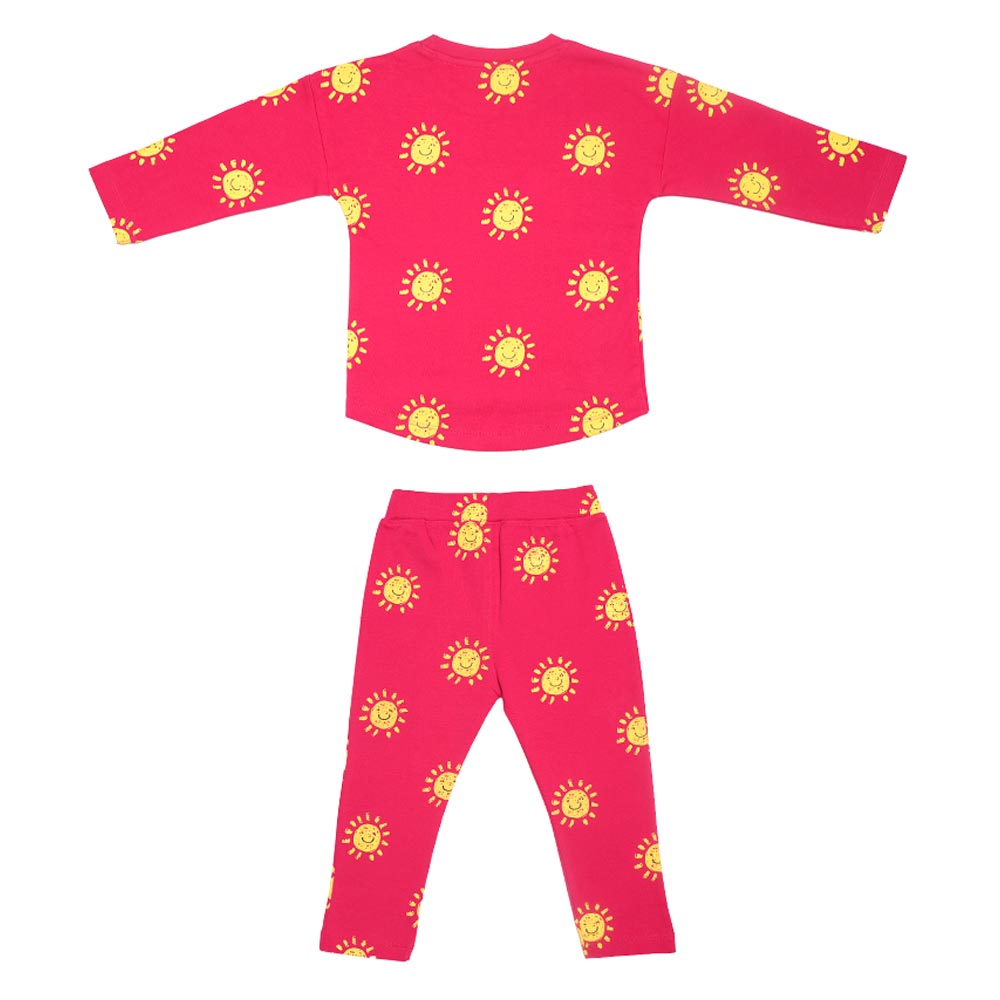 Aiko Infants Cute Smiles T-Shirt & Pyjama - Pink - 2 Pcs
