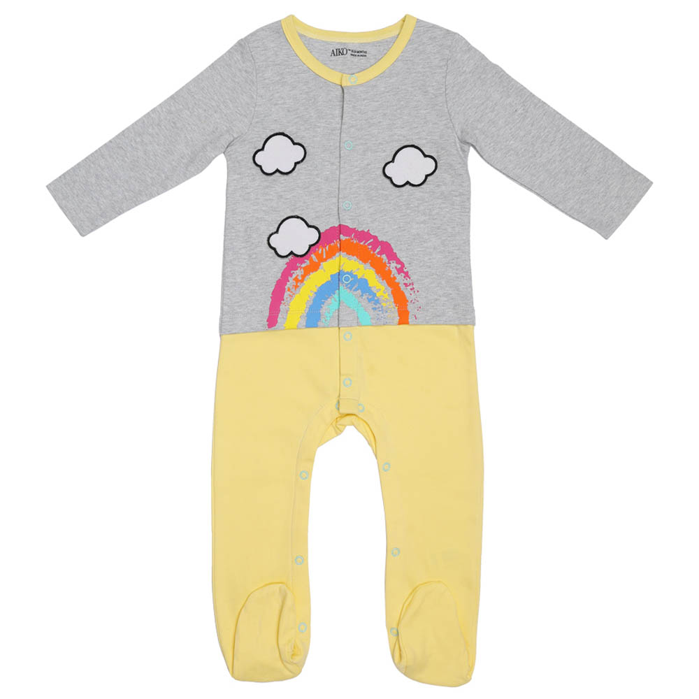 Aiko Infants Cute Eternal Smiles Footed Jumpsuit - Grey