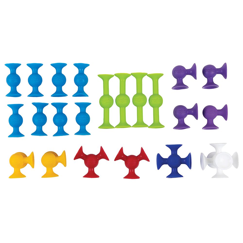Fat Brain Toys - Squigz Starter 22pcs - Sensory Toys for Infant Development, Flexible Building