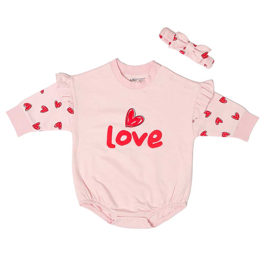 Aiko Baby Bodysuit with Headband - Pink