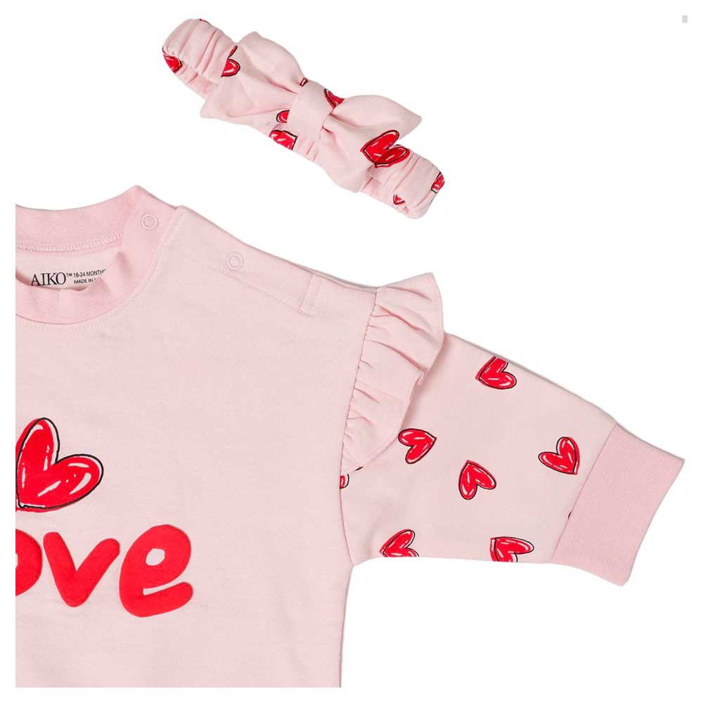 Aiko Baby Bodysuit with Headband - Pink