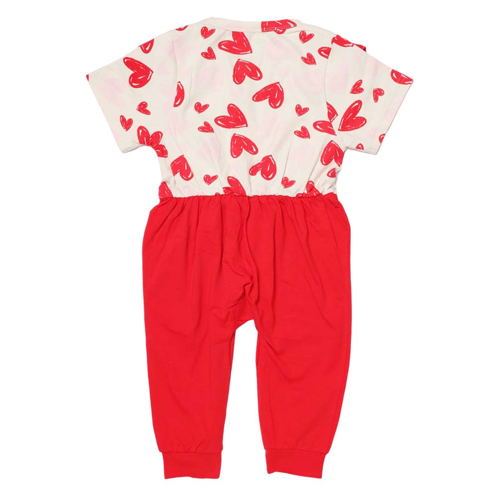 Aiko Heart Design Dungaree & Top - 2 Pcs