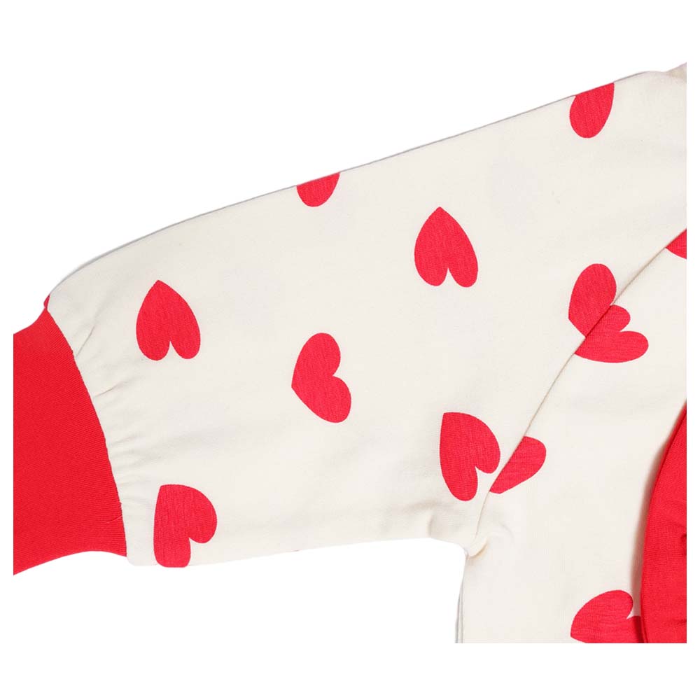 Aiko Baby Heart Design Bodysuit with Headband - White