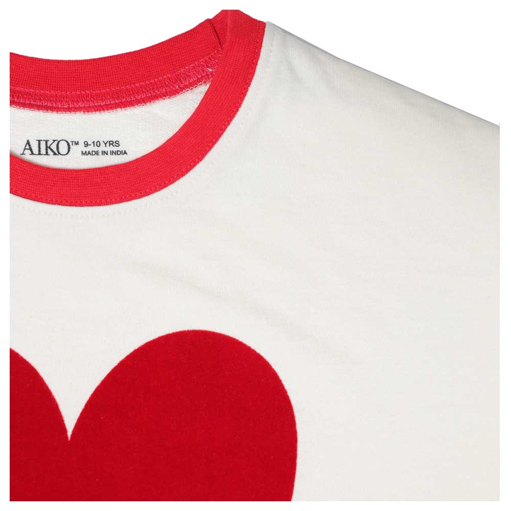 Aiko Girls Sweat Top with Red Heart - White - 2 Pcs