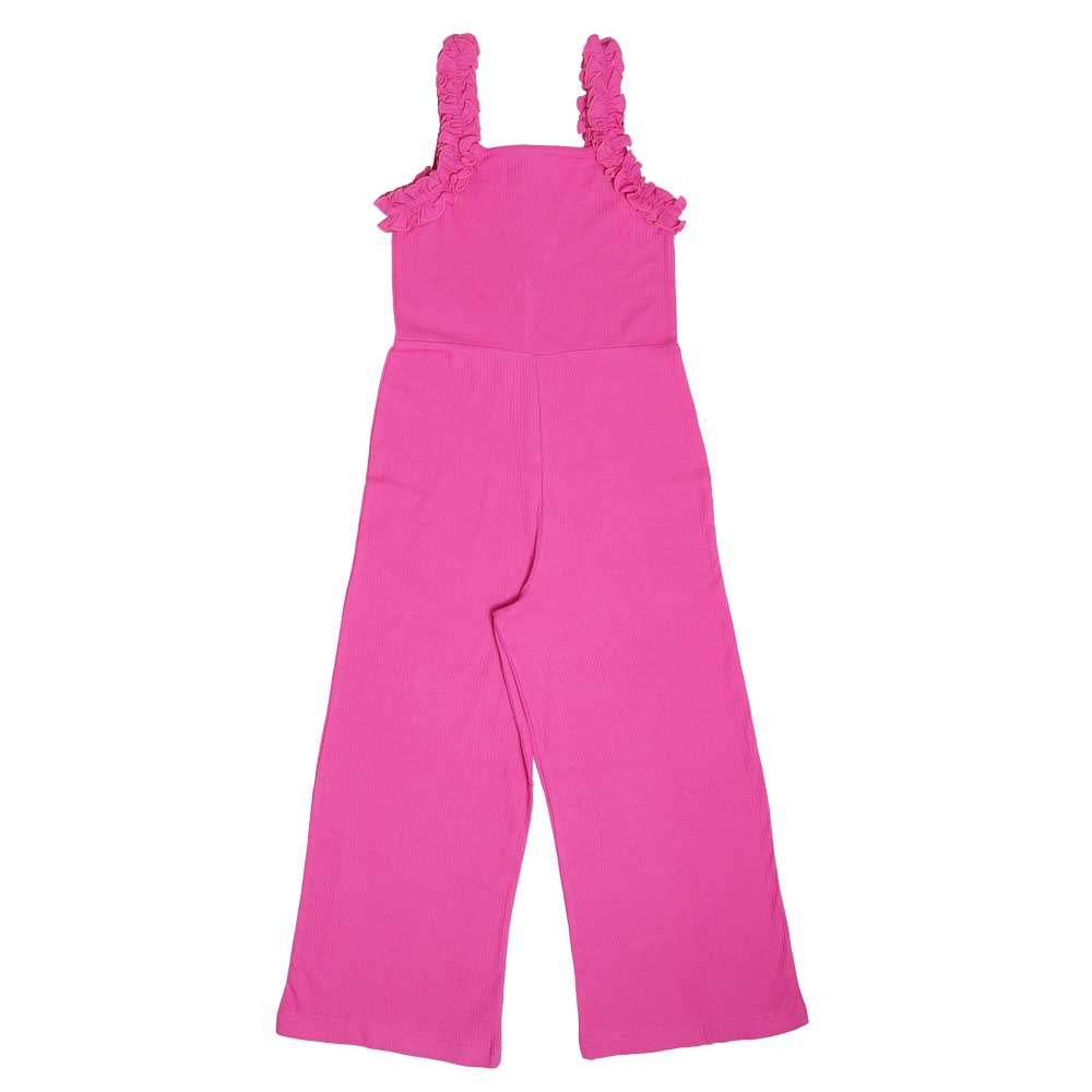Aiko Girls Rib Fabric Jumpsuit - Pink