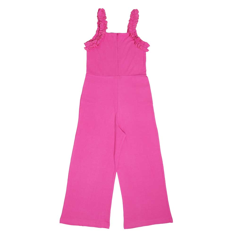 Aiko Girls Rib Fabric Jumpsuit - Pink