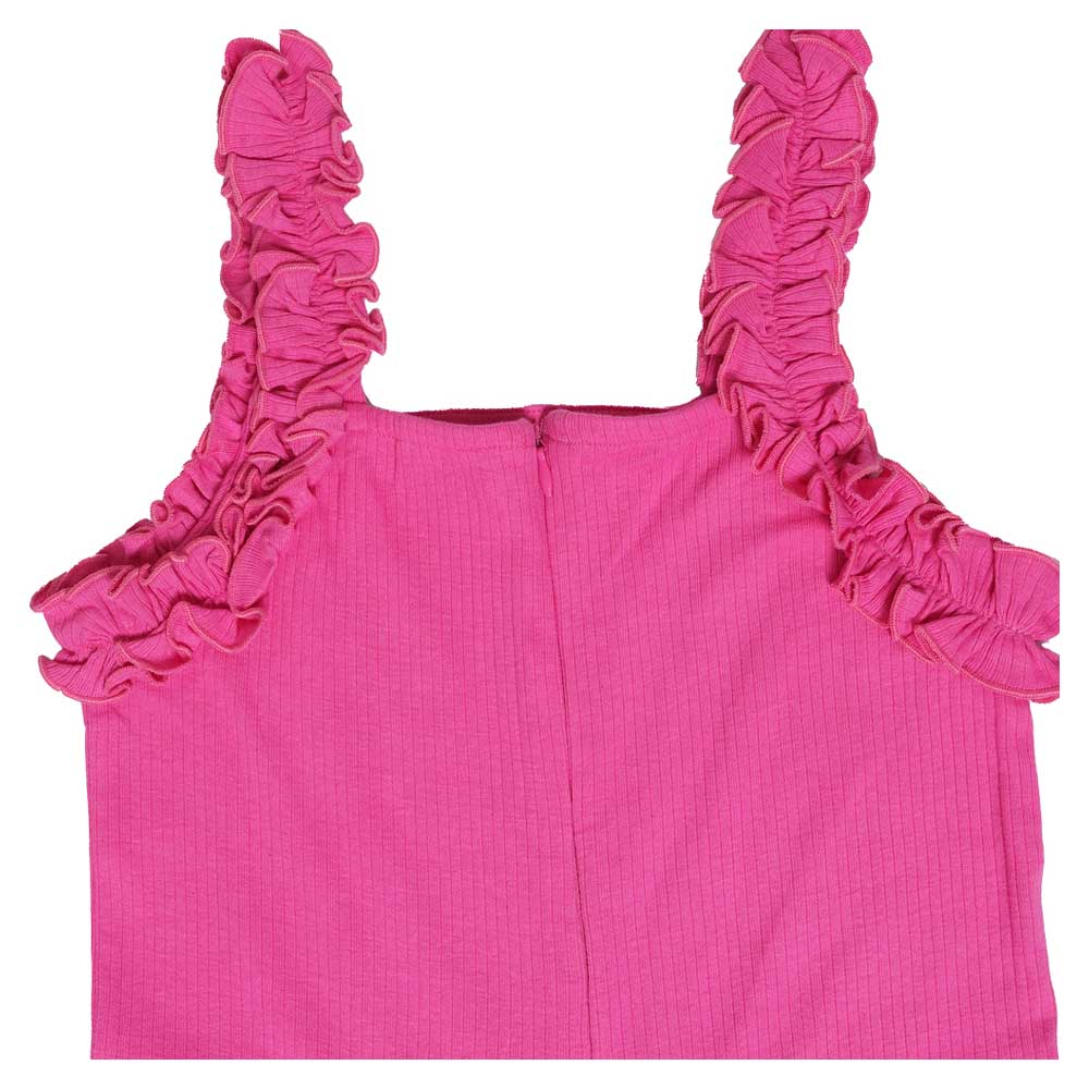 Aiko Girls Rib Fabric Jumpsuit - Pink