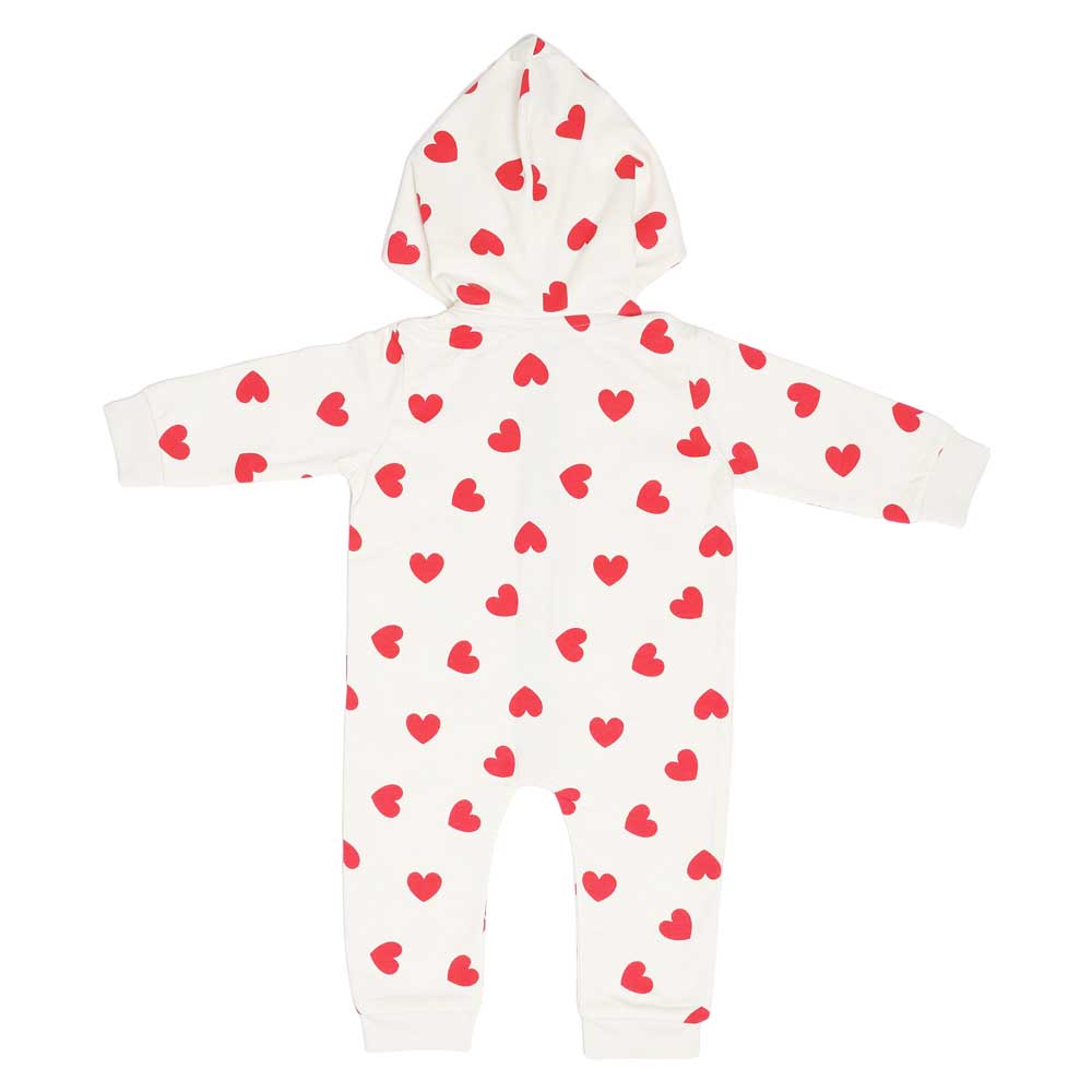 Aiko Heart Print Kids Hooded Jumpsuit