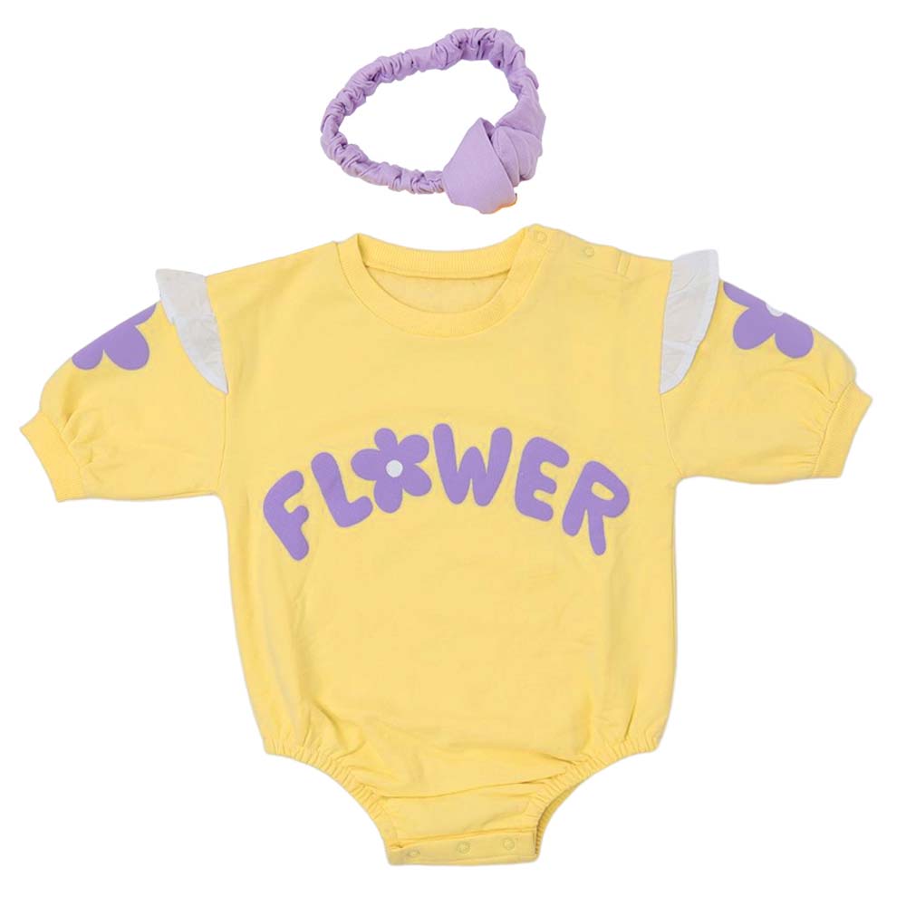 Aiko Baby Bodysuit with Headband - Yellow