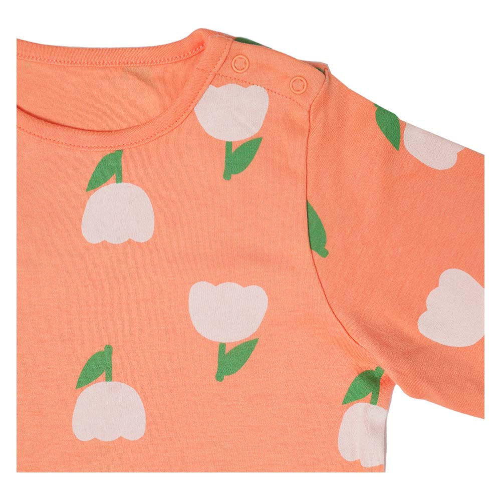 Aiko Kids Cute Print T-Shirt & Pyjama - Orange - 2 Pcs