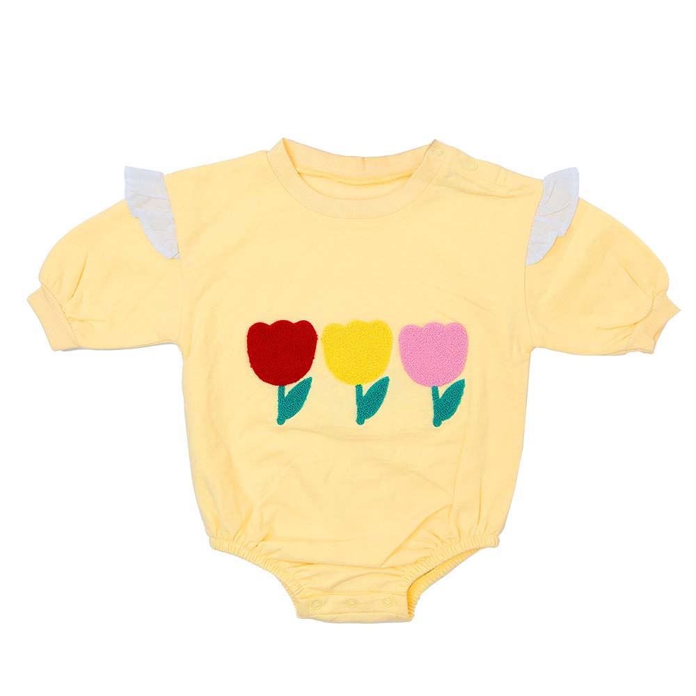 Aiko Baby Bodysuit with Cute Embroidery - Yellow