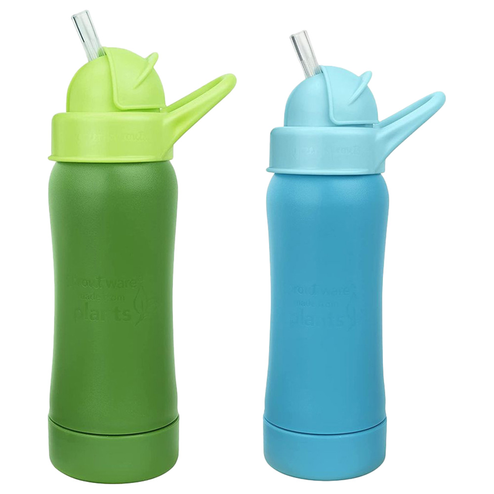 Green Sprouts - Ware Straw Bottle - Pack of 2 - Green/Aqua - 296ml