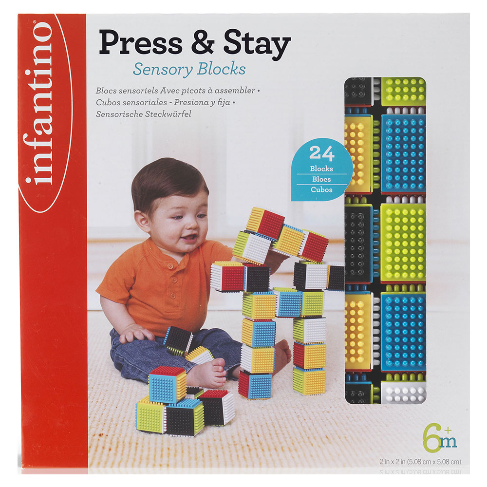 Infantino Baby Press & Stay Sensory Block Activity Toy - 24 Pcs (Exclusive)