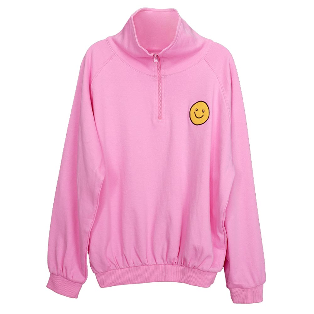 Aiko Girls Long Sleeve Zipper Sweat Top - Pink