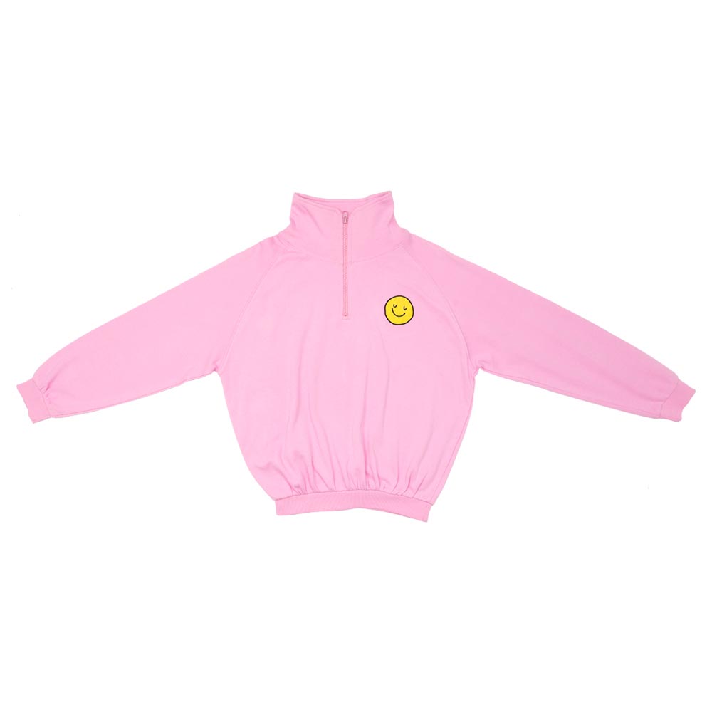 Aiko Girls Long Sleeve Zipper Sweat Top - Pink