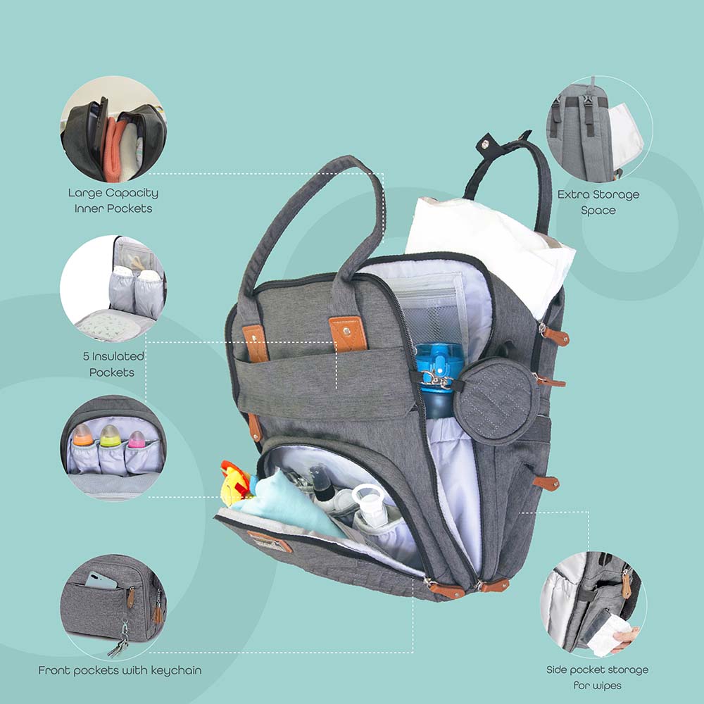 MOON - Kary Me Diaper Bag Backpack - Dark Grey