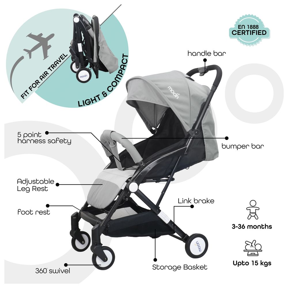 Moon - Travel-Lite Cabin Stroller - Light Grey