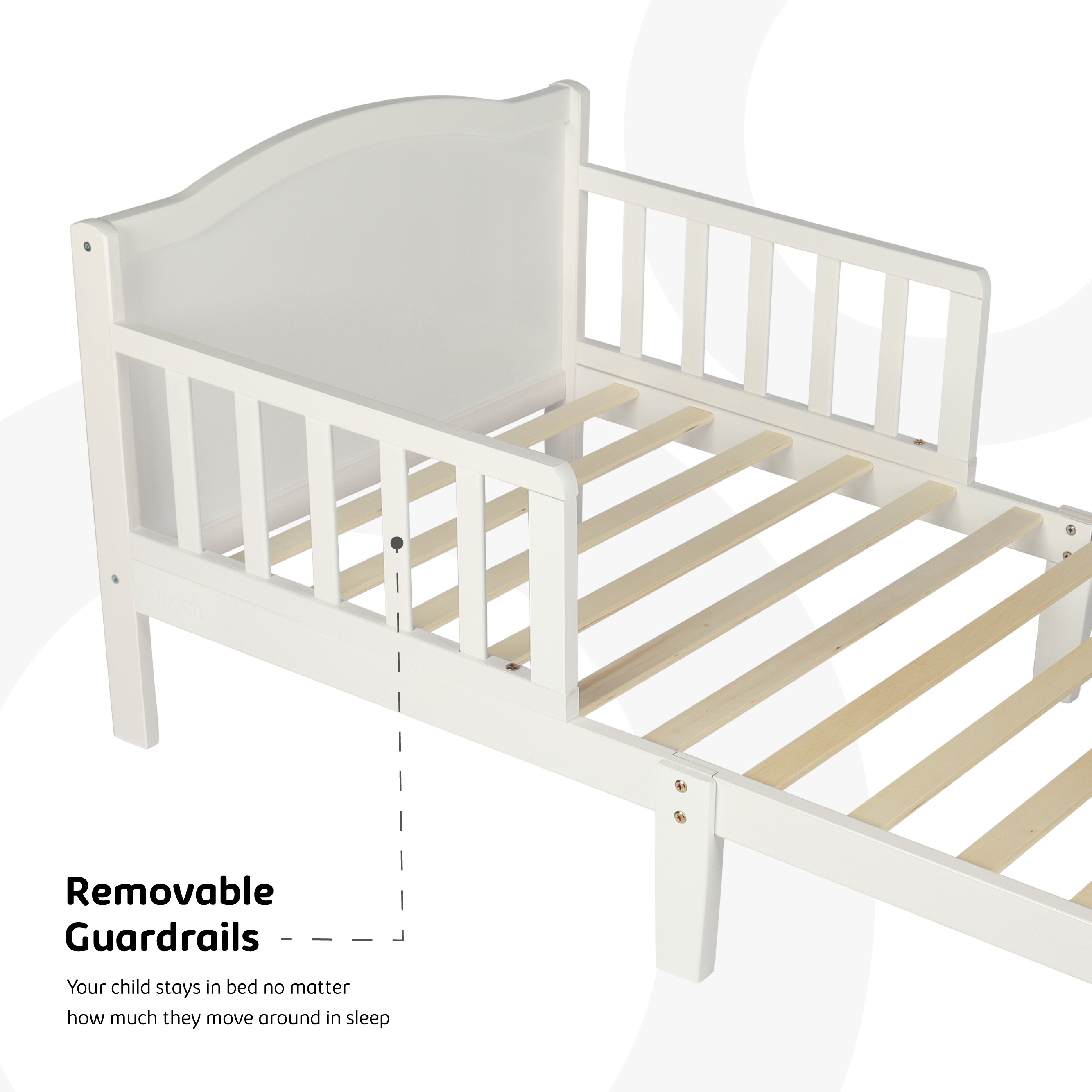 Moon - Wooden Toddler Bed 143x73x60 - White