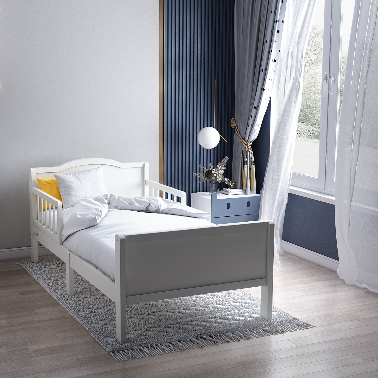 Moon - Wooden Toddler Bed 143x73x60 - White