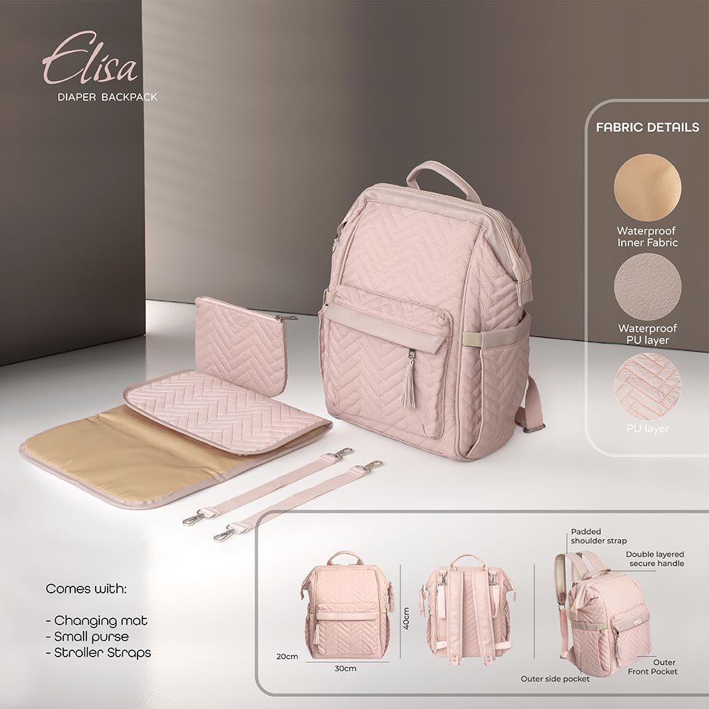 Moon - Elisa Diaper Backpack - Pink Color