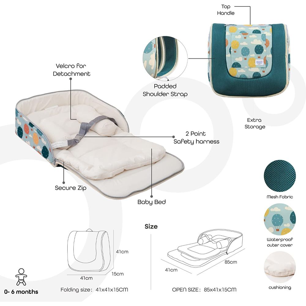 Moon Travalo 2-In-1 Travel Baby Bed & Backpack - Balloon