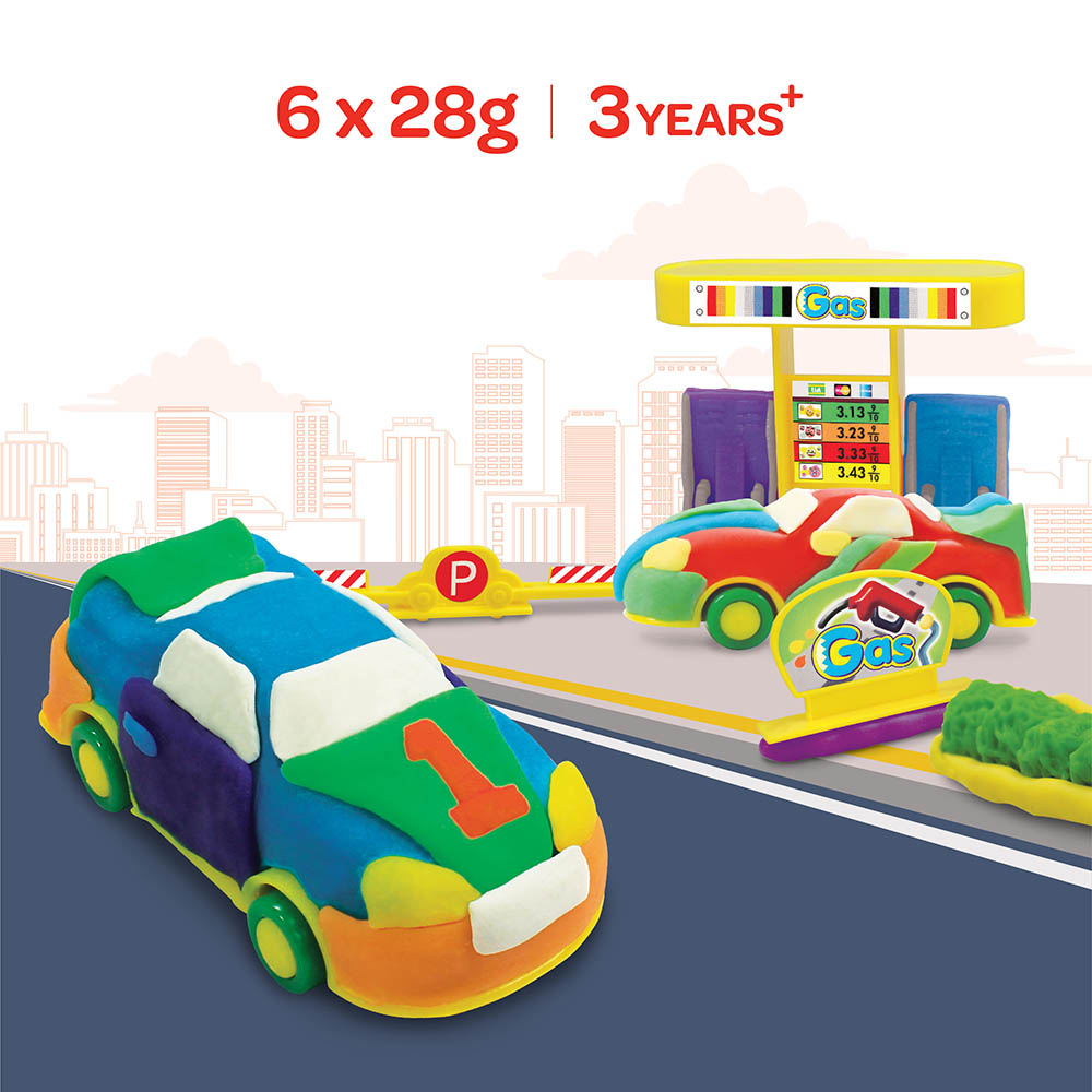Moon - Dough Creation Car Set - 6pcs - 28g