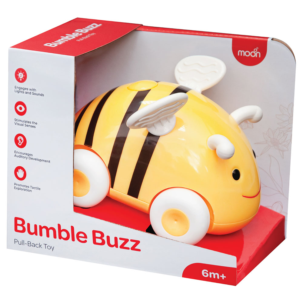 Moon - Bumble Buzz Pull Back Toy with Lights & Music - Bee - Yellow