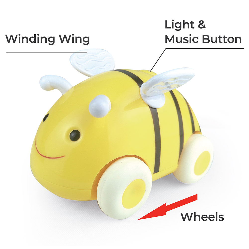 Moon - Bumble Buzz Pull Back Toy with Lights & Music - Bee - Yellow
