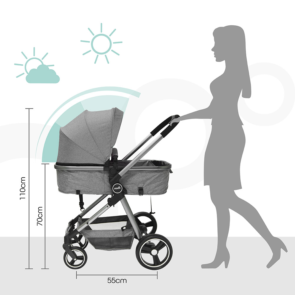Moon Pro 2-In-1 Reversable Stroller - Dark Grey