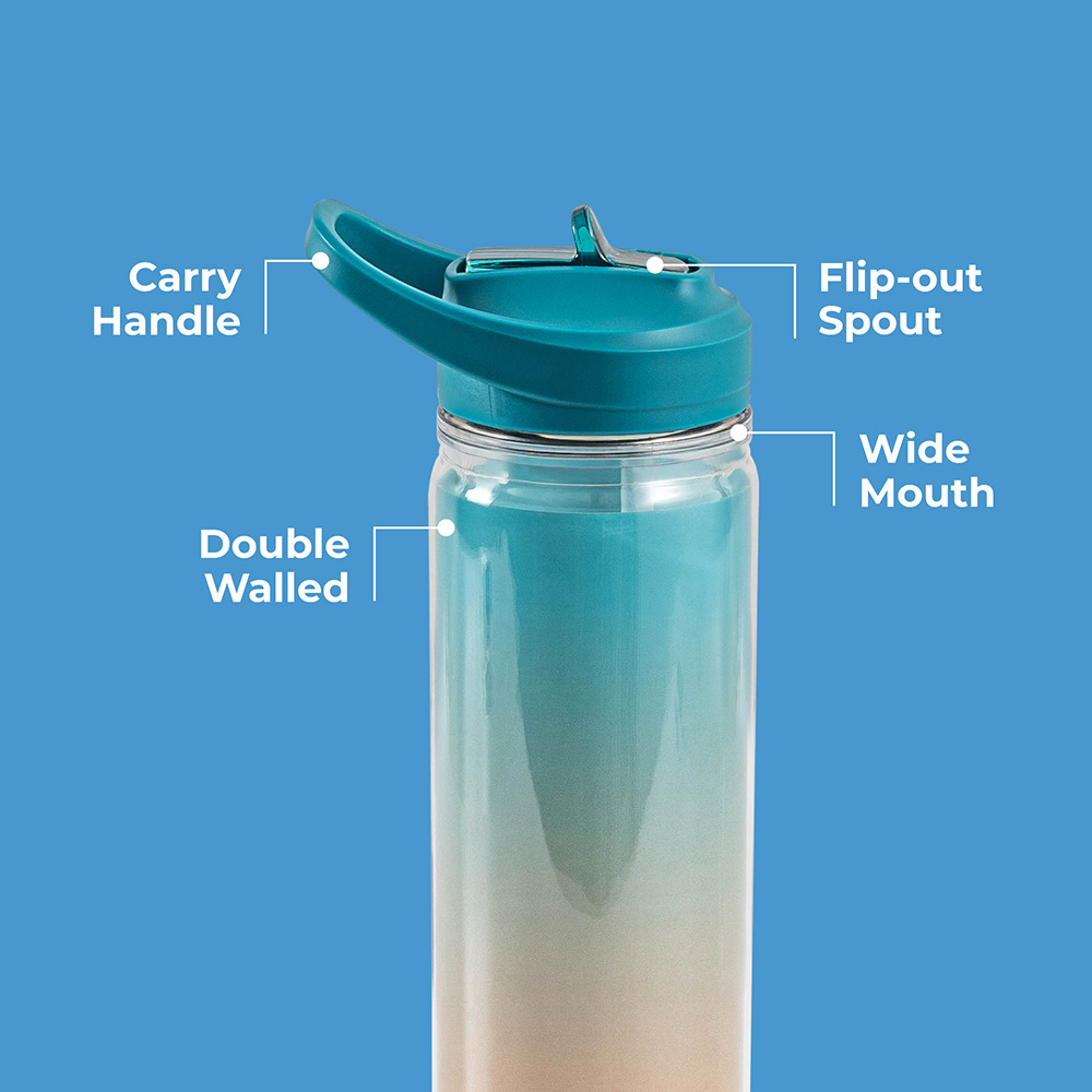 Moon - Double Wall Sipper Bottle - 590ml - Blue