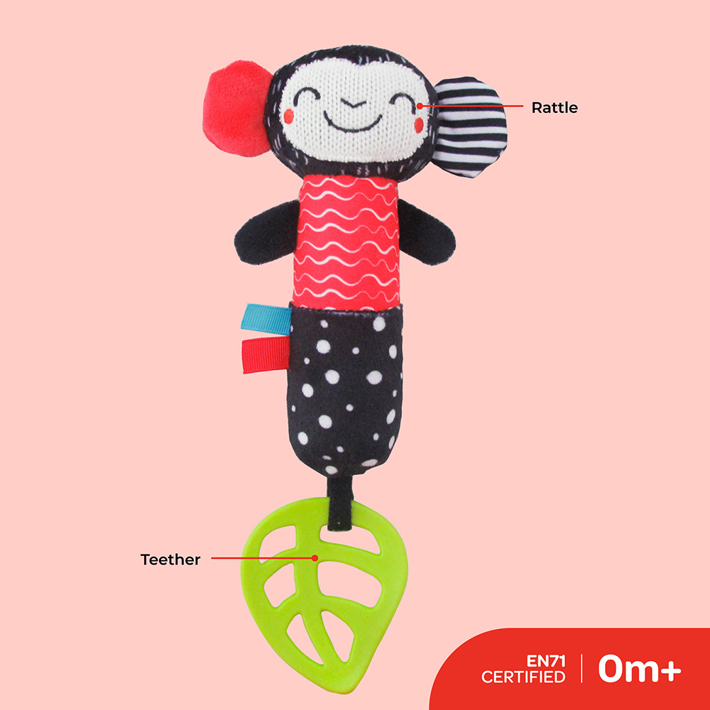 Moon - Soft Rattle Plush Toy - Monkey