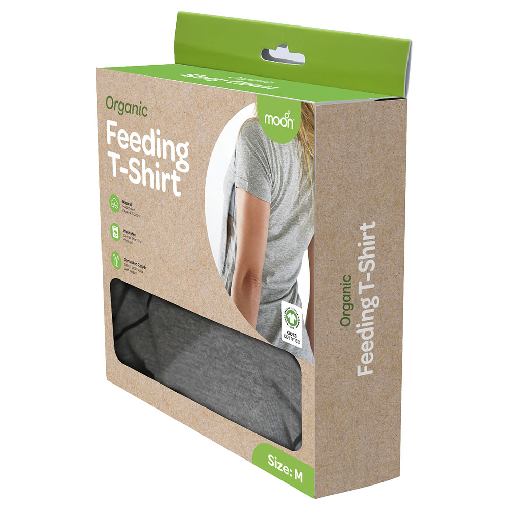 Moon - Organic Dual Sided Zippered Feeding T-Shirt - Light Grey