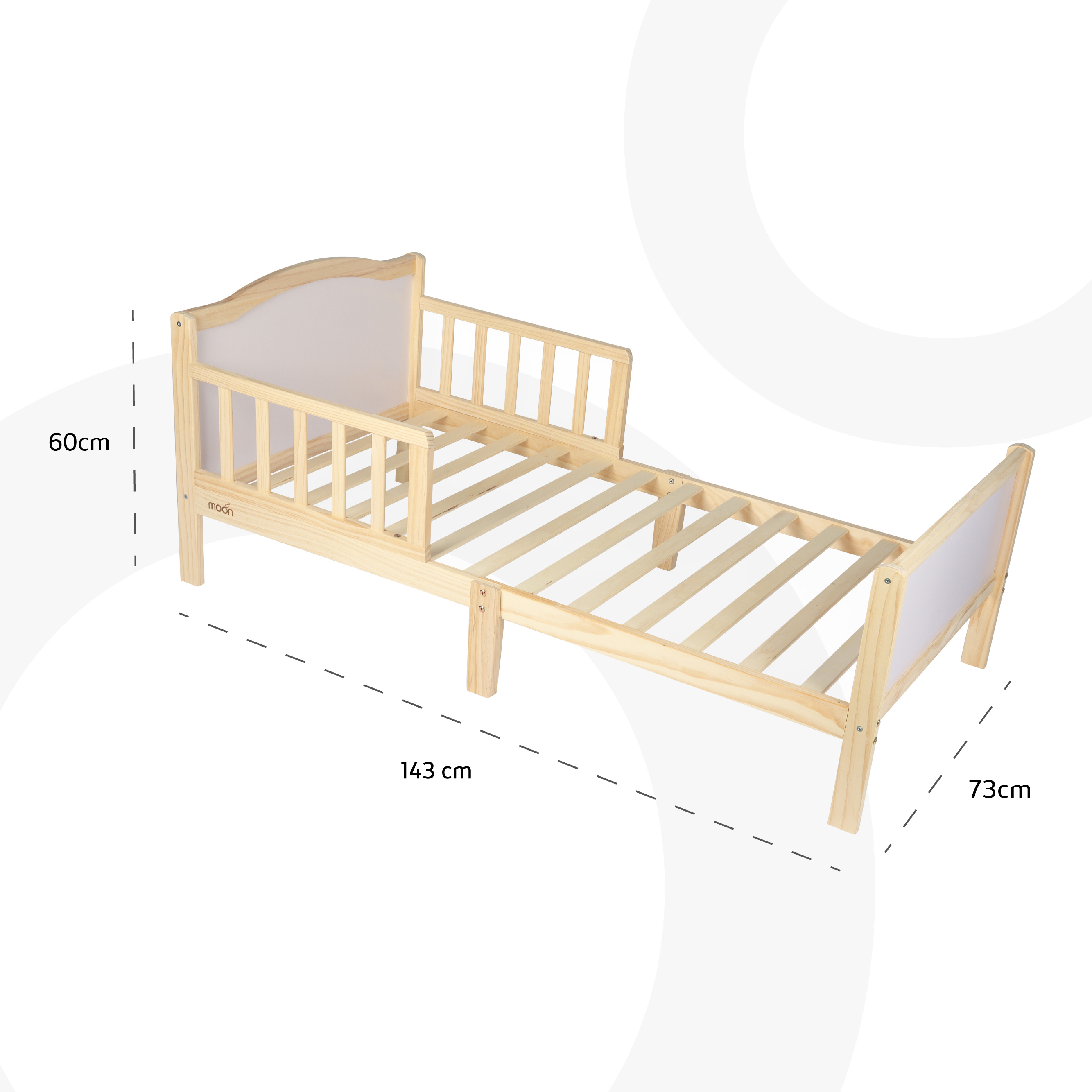 Moon - Wooden Toddler Bed & Mattress - Natural Wood