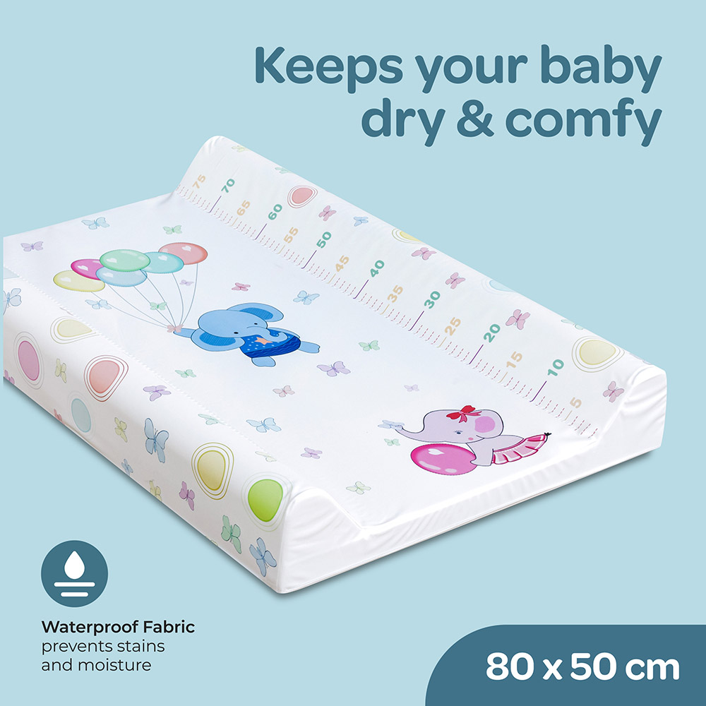 Moon - Waterproof Changing Mat - Baby Elephants with Balloons