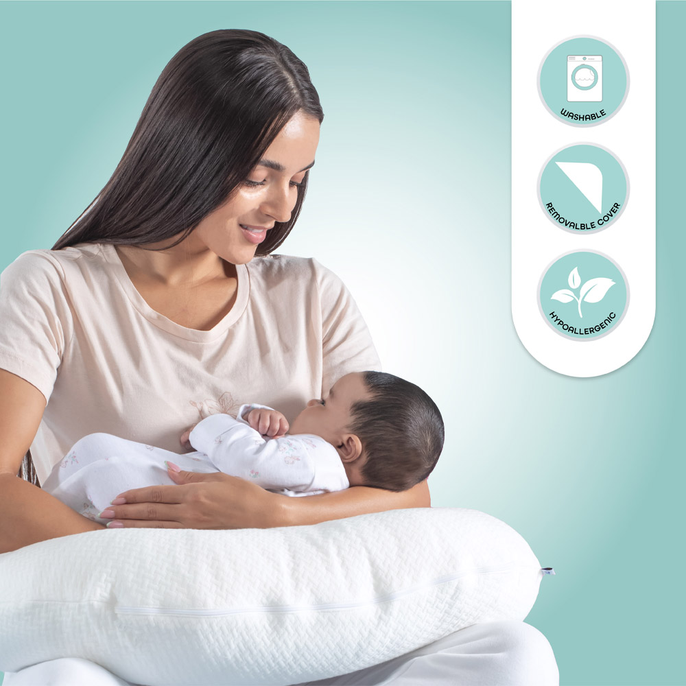 Moon Organic Feeding/Baby Support Pillow - White
