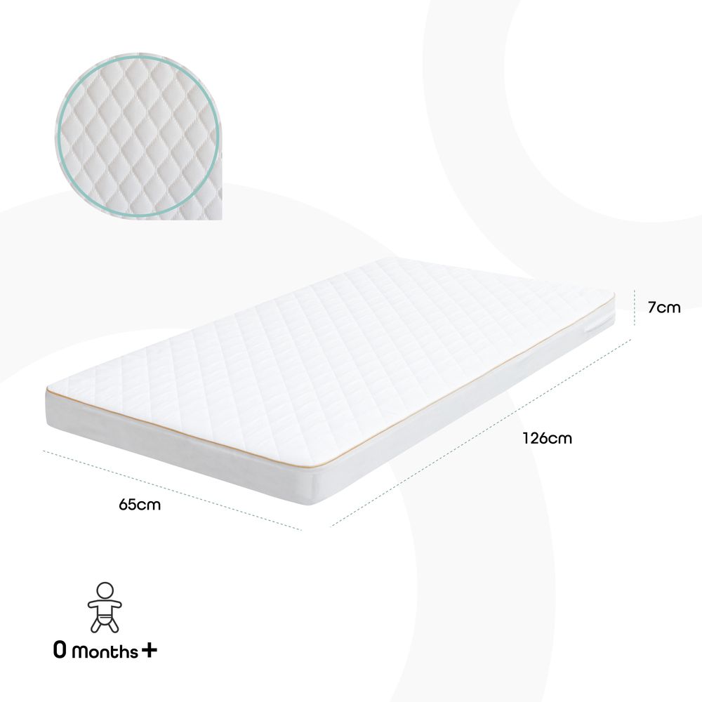 Moon Crib Mattress 126x65x7cm - White