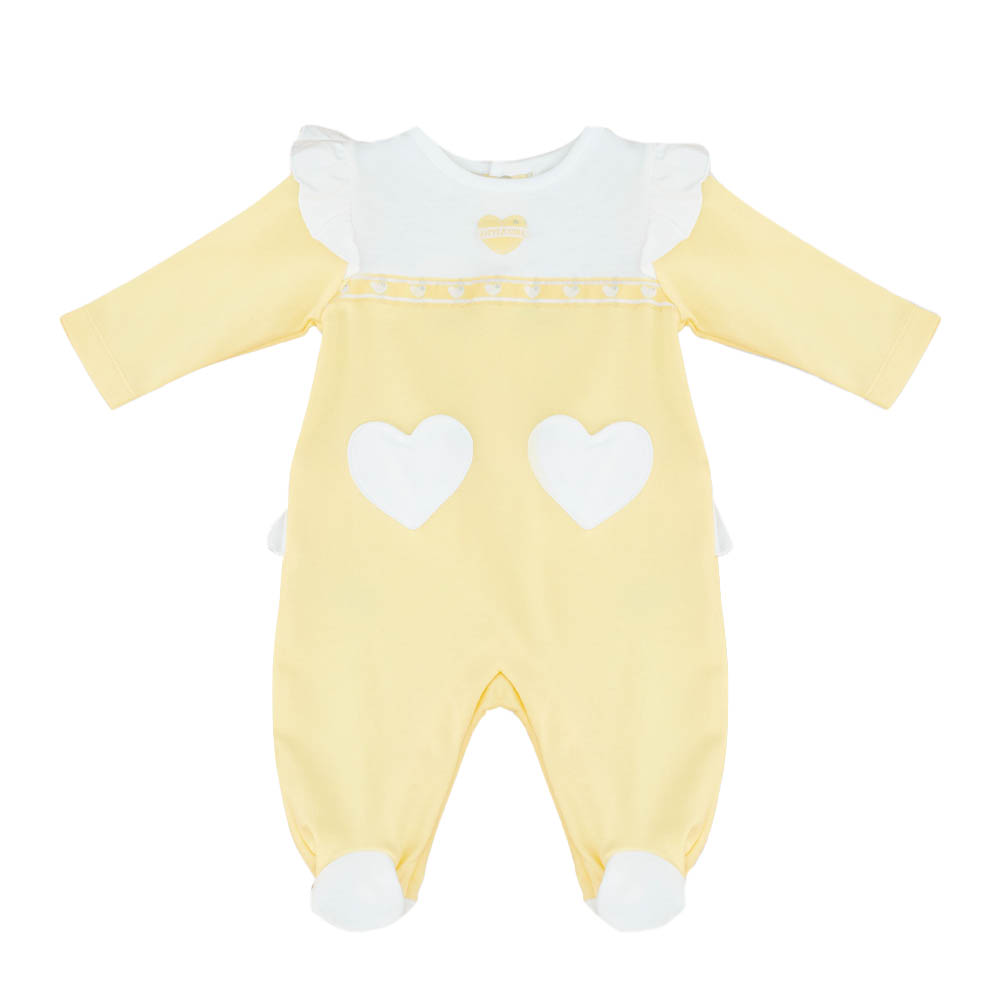 Moon Lemon Hearts Print Girls Sleepsuit with Headband